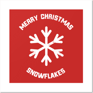 Merry Christmas Snowflakes Posters and Art